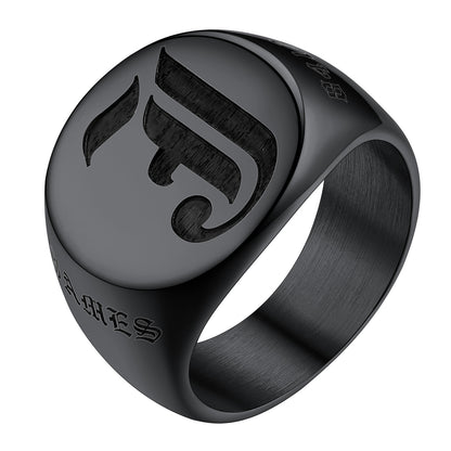 Custom4U Black Plated-Customized-Name-Engraved-Signet-Rings 