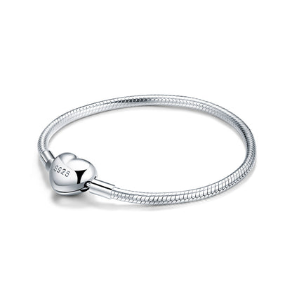 Custom4U Personalized Basic Charm Heart Snake Chain Bracelet
