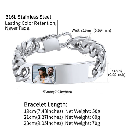 Custom4U Personalized Engraved Bar Bracelet-Dimension figure
