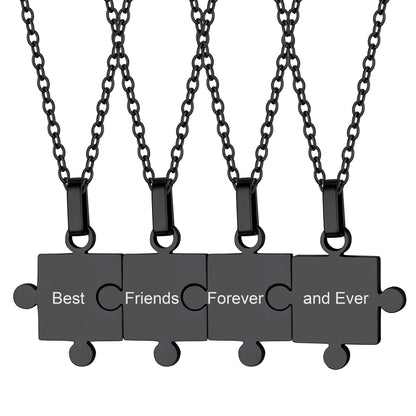 4 Pieces Stainless Steel-Black Personalized Puzzle Matching Pendants