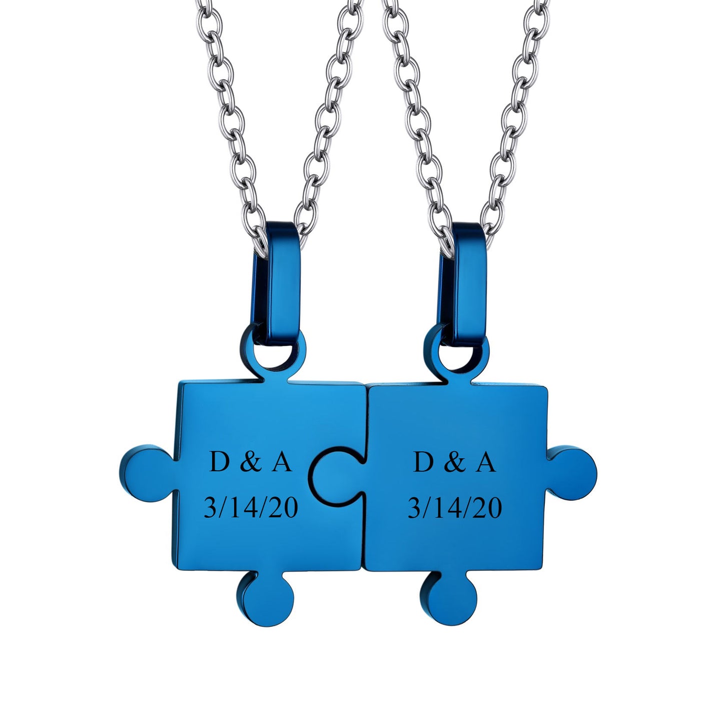 Custom4U Personalized Puzzle Piece Matching Necklaces