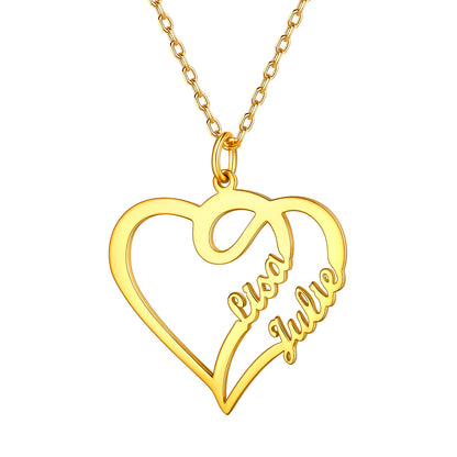 Custom4U Gold Personalized Name Heart Pendant Necklace
