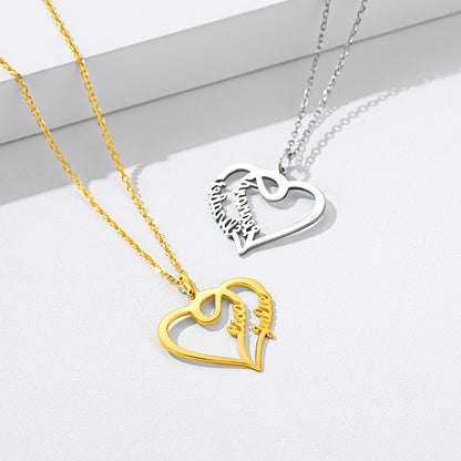 Custom4U Personalized Name Overlapping Heart Necklace