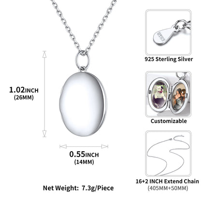 Custom4U Customized Oval Locket Necklace-dimension figure 1
