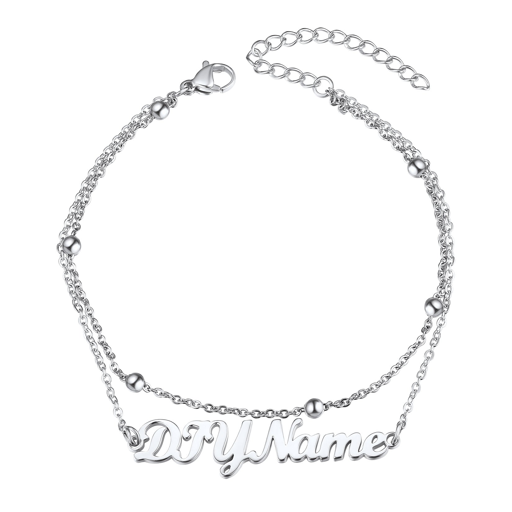 Custom4U Steel Customized Name Layered Chain Anklets 