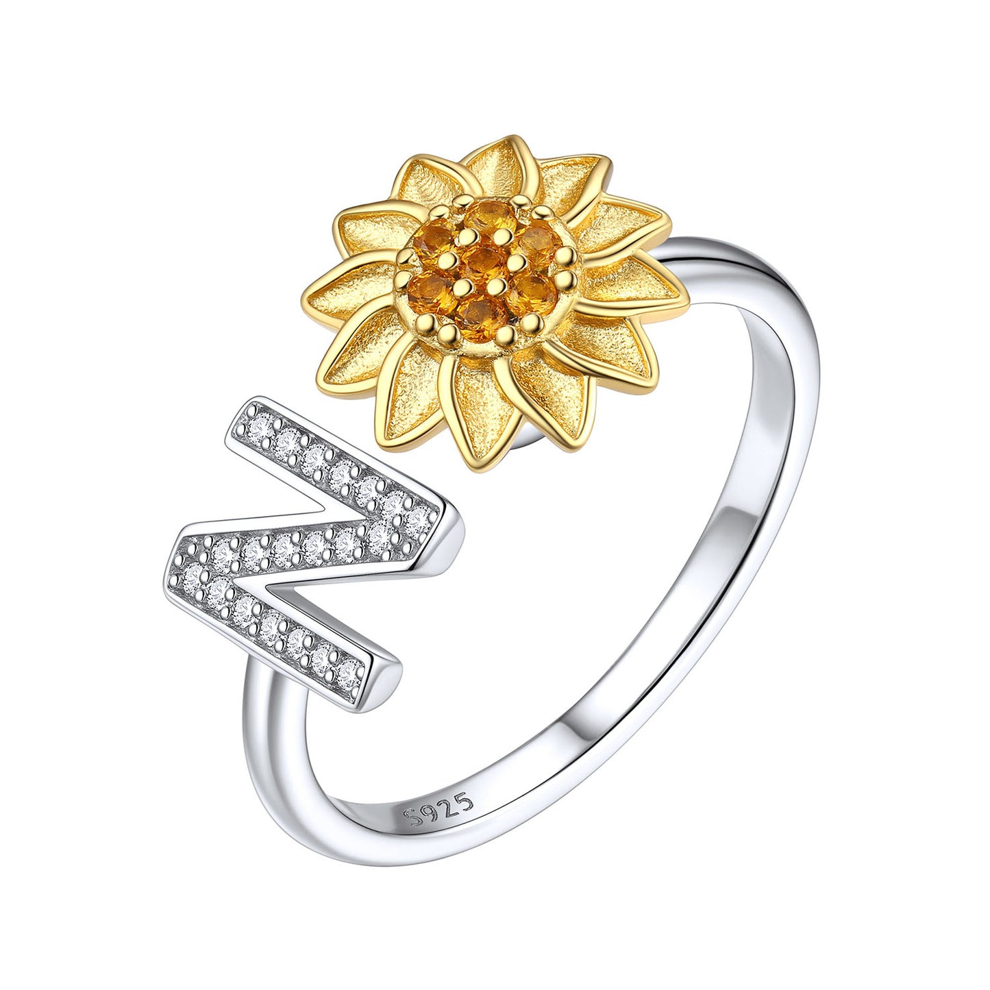 Custom4U – Fidget-Ring mit Sonnenblumen-Anfang für Damen