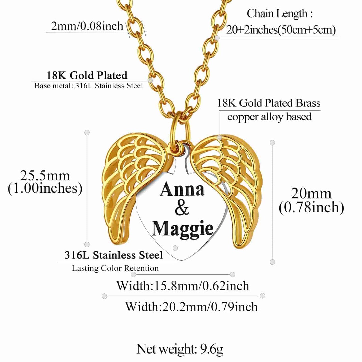 Custom4U Angel Wings Locket Necklace Dimension Figure