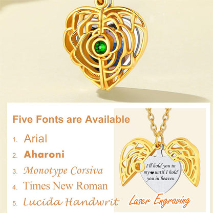 Custom4U Birthstone Locket Necklace 5 Font Available