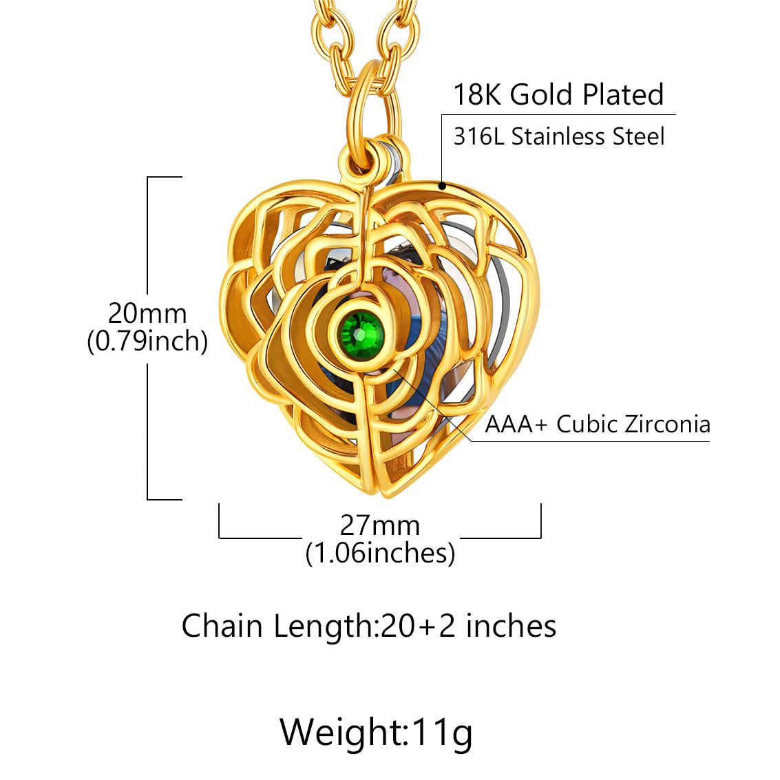 Custom4U Birthstone Locket Necklace Dimension Figure