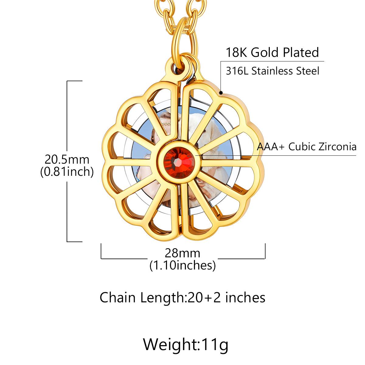 Custom4U Birthstone Photo Locket Necklace Dimension Figure