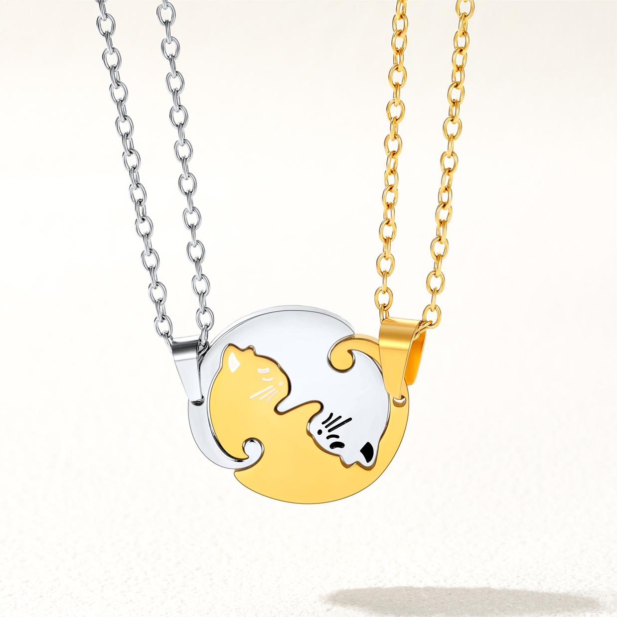 Custom4U Cat Necklace for Couple