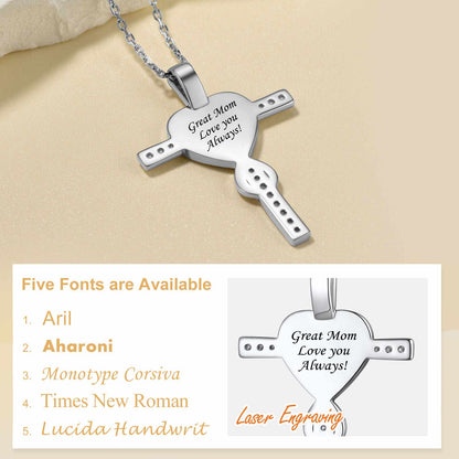 Custom4U Sterling Silver Personalized Cross Infinity Photo Necklace