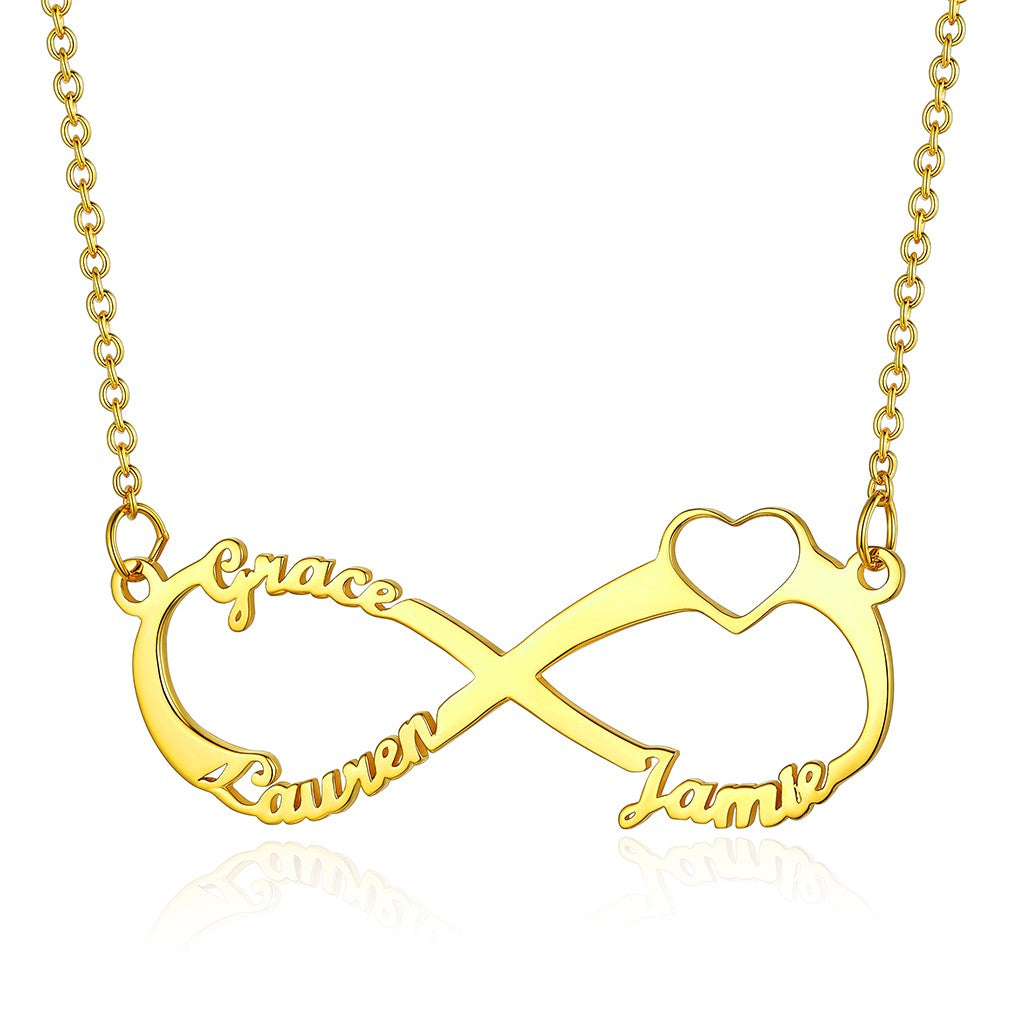 Custom4U Custom Infinity Name Necklace 1-4 Names Gold