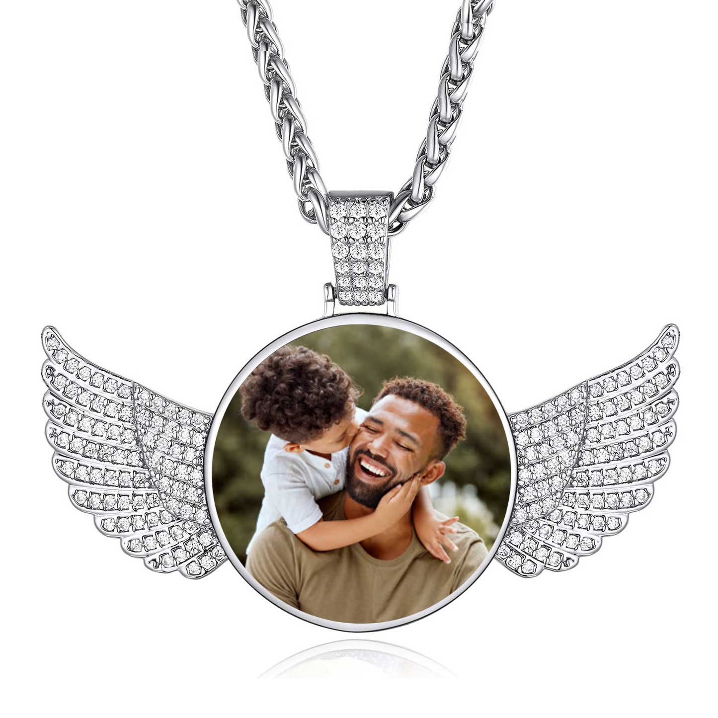 Custom4U Customized Angel Wings Necklace With Picture For Women Men