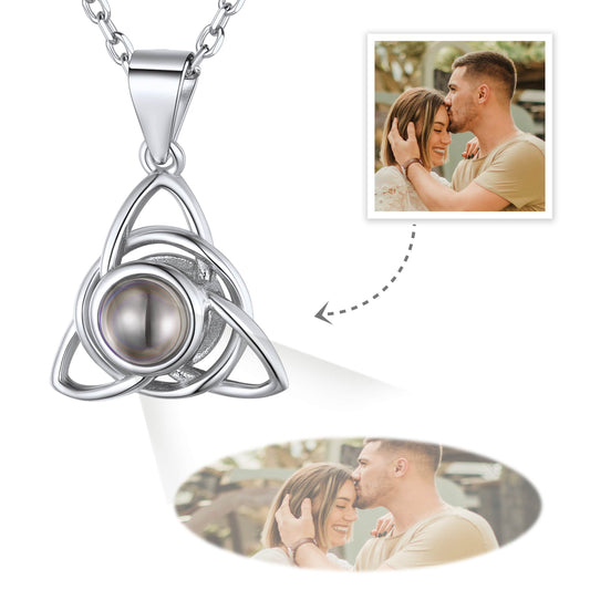 Custom4U Customized Celtic Knot Photo Projection Necklace for Pet Lover