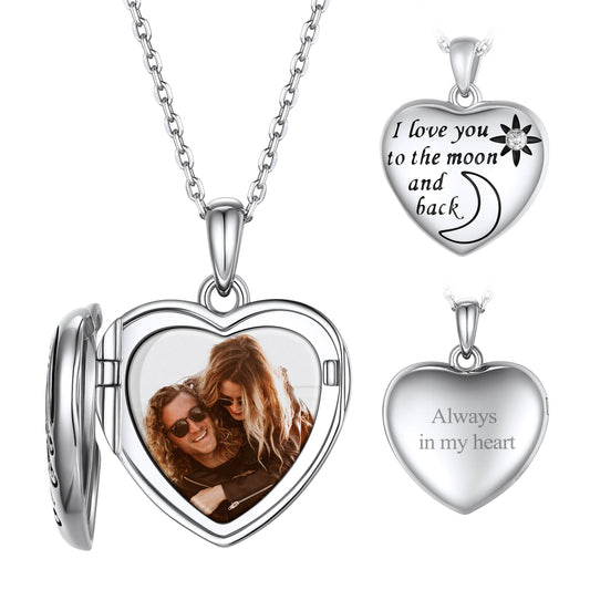Custom4U Customized Heart Locket Necklace with Pictures For Women