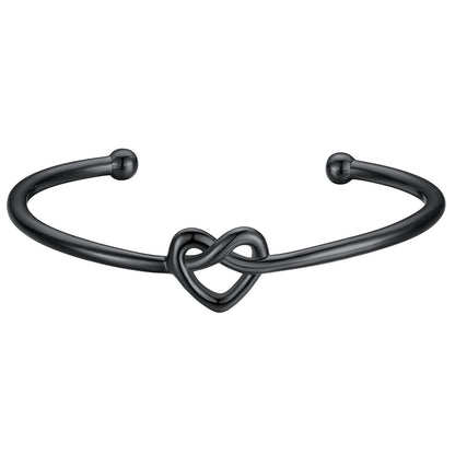 Custom4U Customized Love Knot Cuff Bangle Bracelet Black