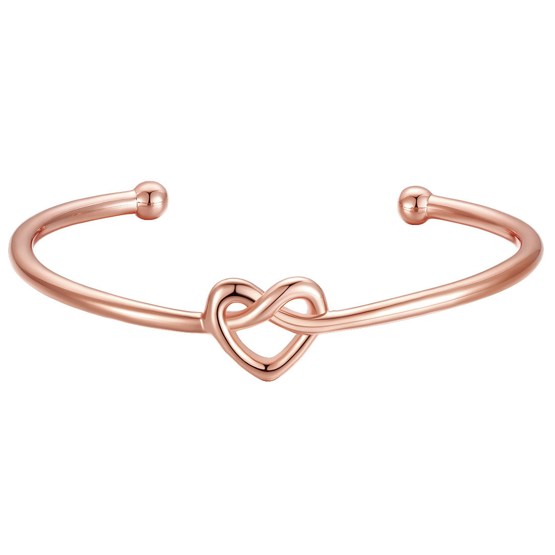 Custom4U Customized Love Knot Cuff Bangle Bracelet Rose Gold