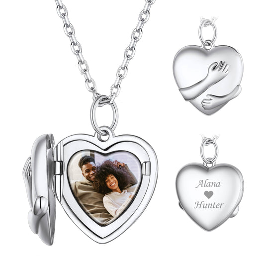 Custom4U Customized Picture Heart Locket Necklace for Women