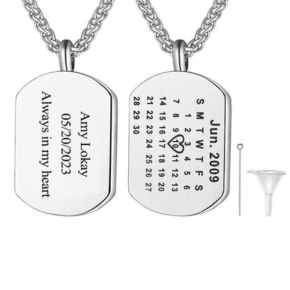 Custom4U Engravable Calendar Cremation Urn Necklace