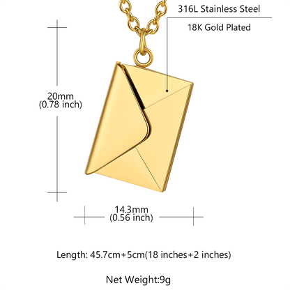 Custom4U Envelope Locket Necklace with Message Engraved Size