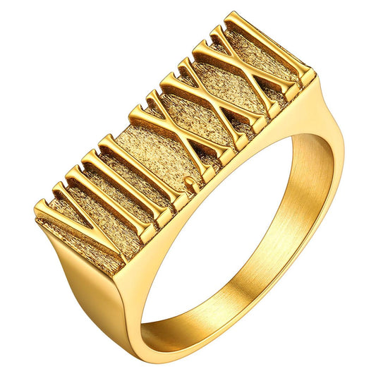 Custom4U Gold Personalized Roman Numerals Ring