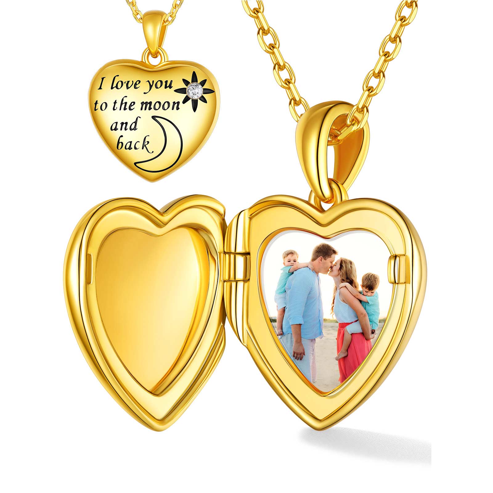 Custom4U Gold Plated Locket Necklace with Pictures