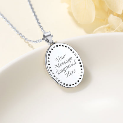 Custom4U Halo Photo Necklace with Message Engraved