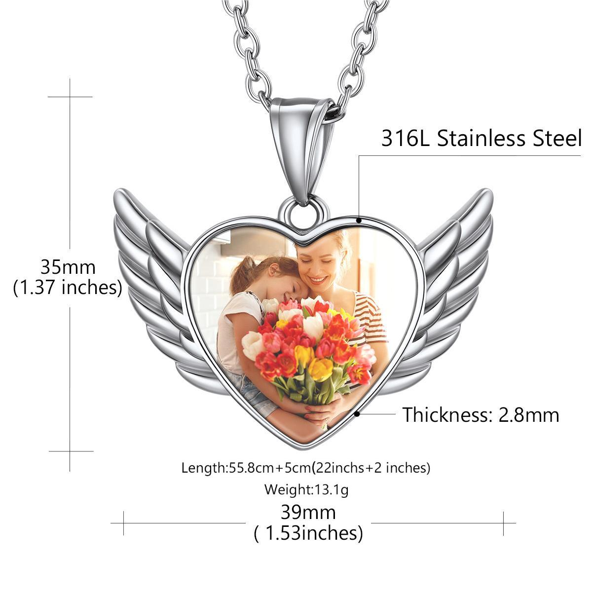 Custom4U Heart Angel Wings Picture Necklace Size