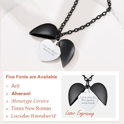 Custom4U Heart Locket Necklace 5 Font Available