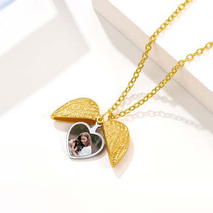 Custom4U Heart Locket Necklace Gold Plated