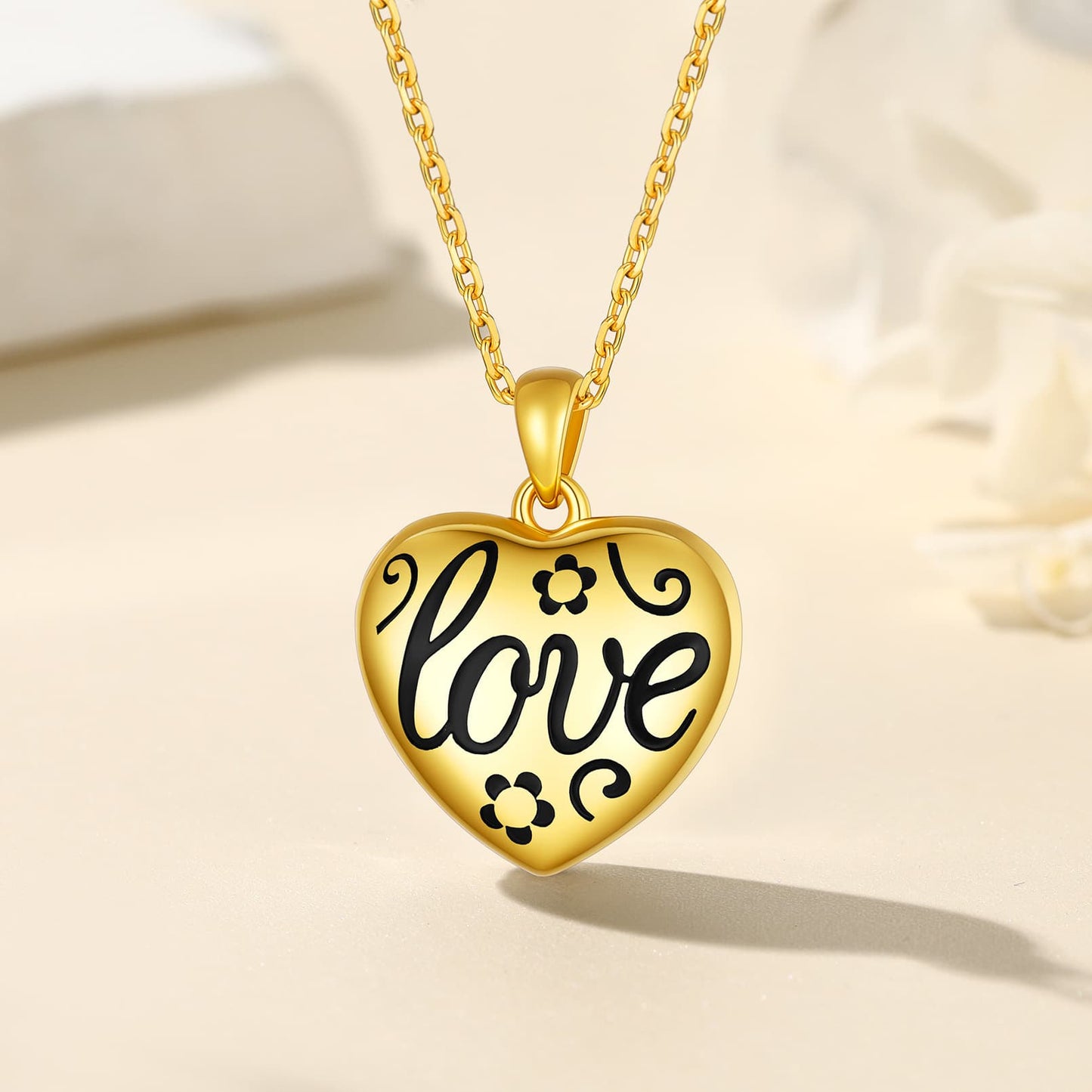 Custom4U Heart Locket Necklace Gold