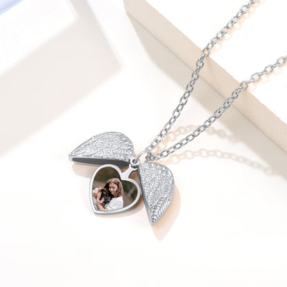 Custom4U Heart Locket Necklace Steel