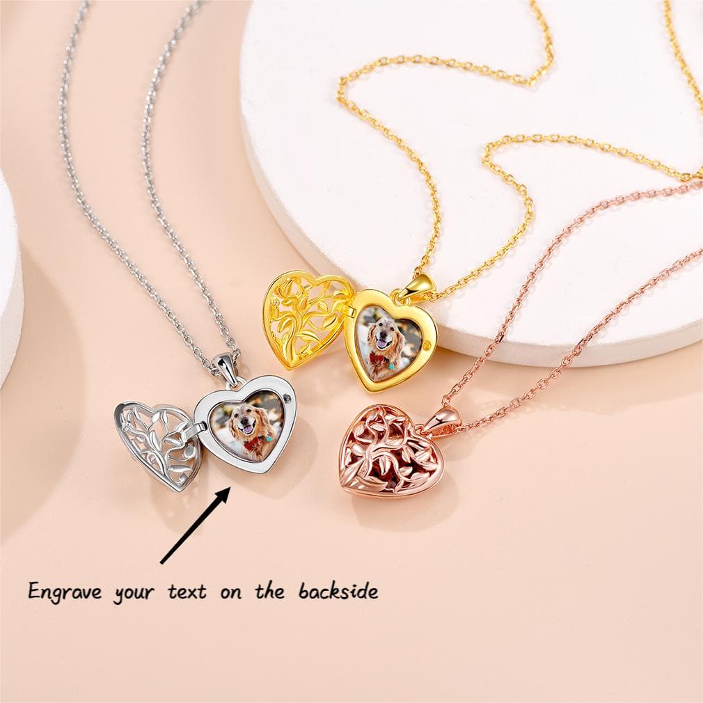 Custom4U Heart Locket Necklace with Name Engraved 3 Colors