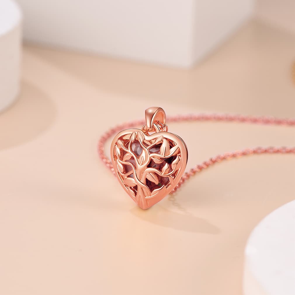 Custom4U Heart Locket Necklace with Name Engraved Rose Gold