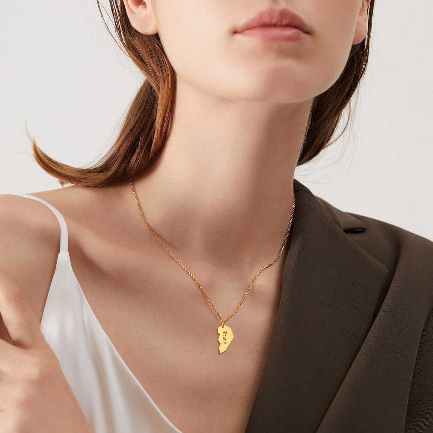 Custom4U Heart  Matching Name Necklace