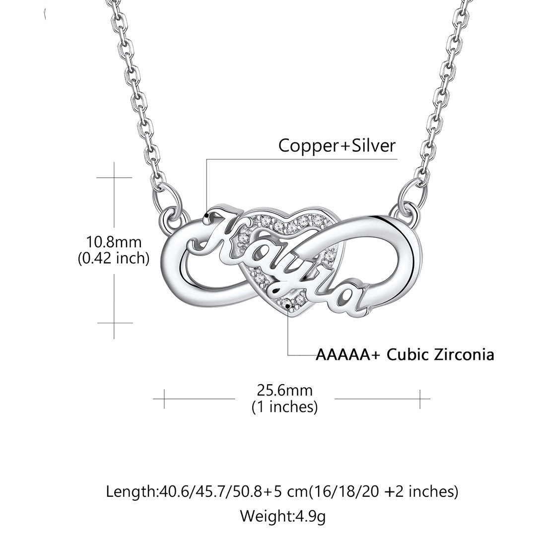 Custom4U Unendlichkeitsherz-Namenskette für Frauen