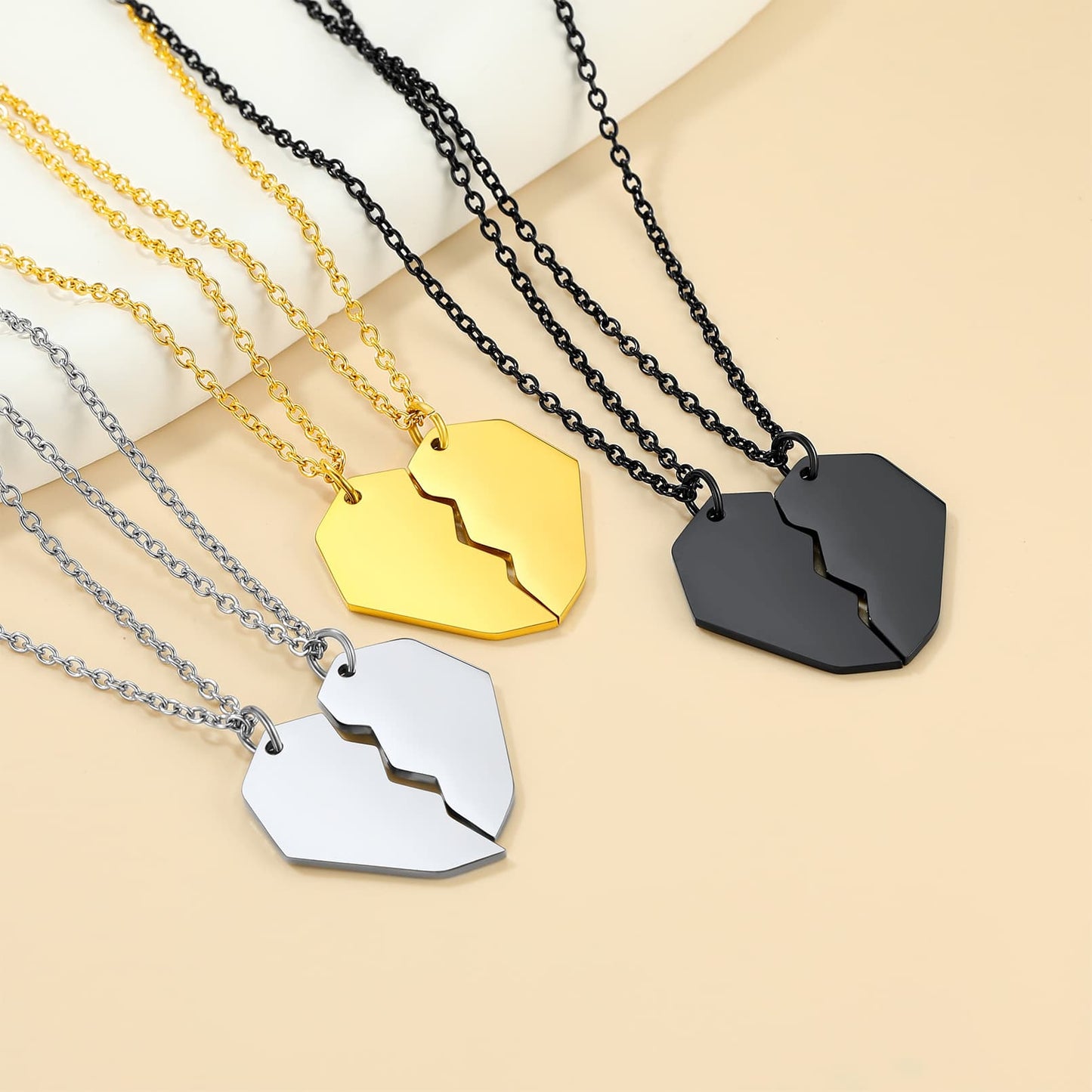 Custom4U Heart  Puzzle Matching Necklace 3 colors