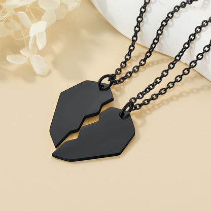 Custom4U Heart  Puzzle Matching Necklace Black