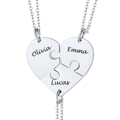 Custom4U Customized Name Heart Puzzle Matching Necklaces