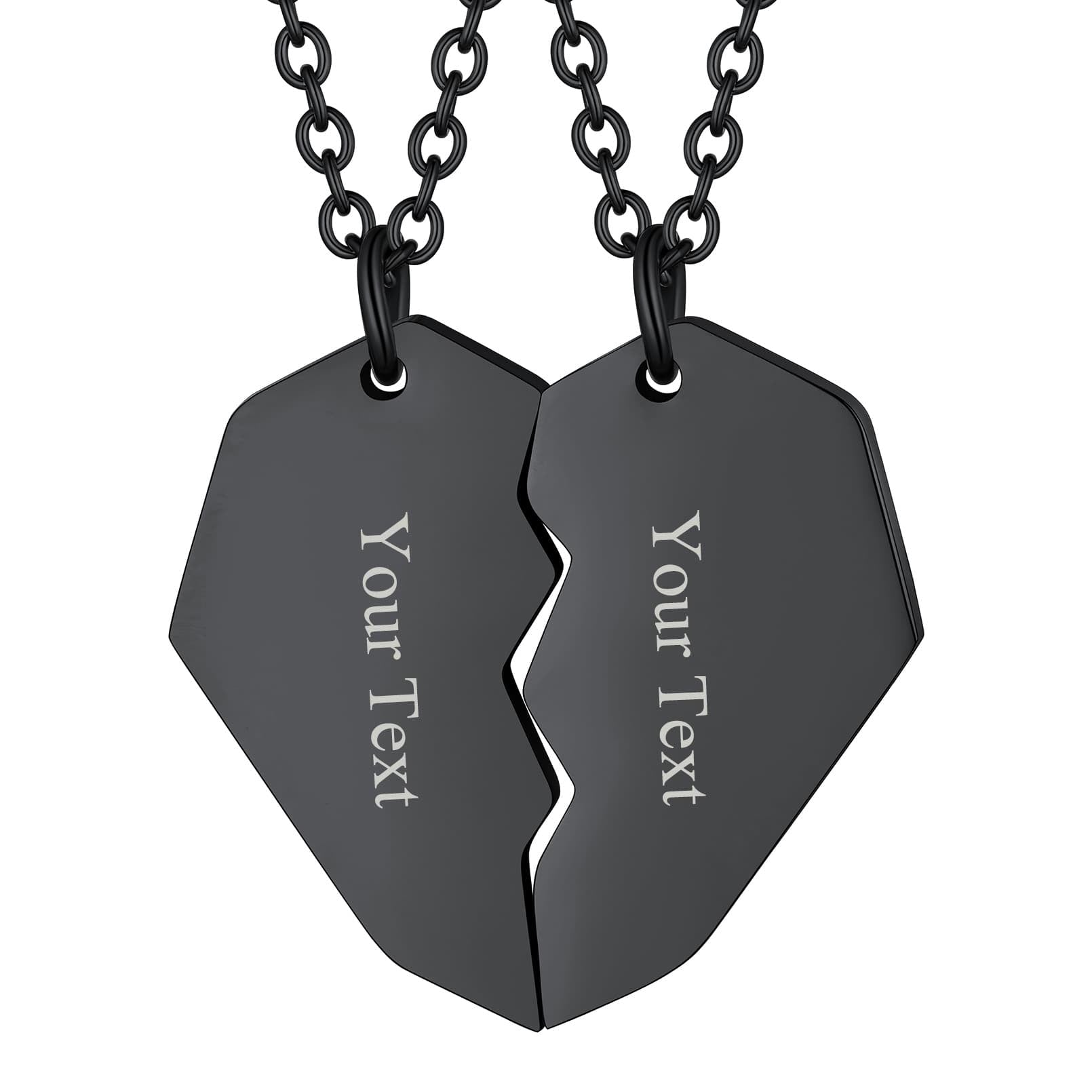 Custom4U Heart  Puzzle Name Necklace Black