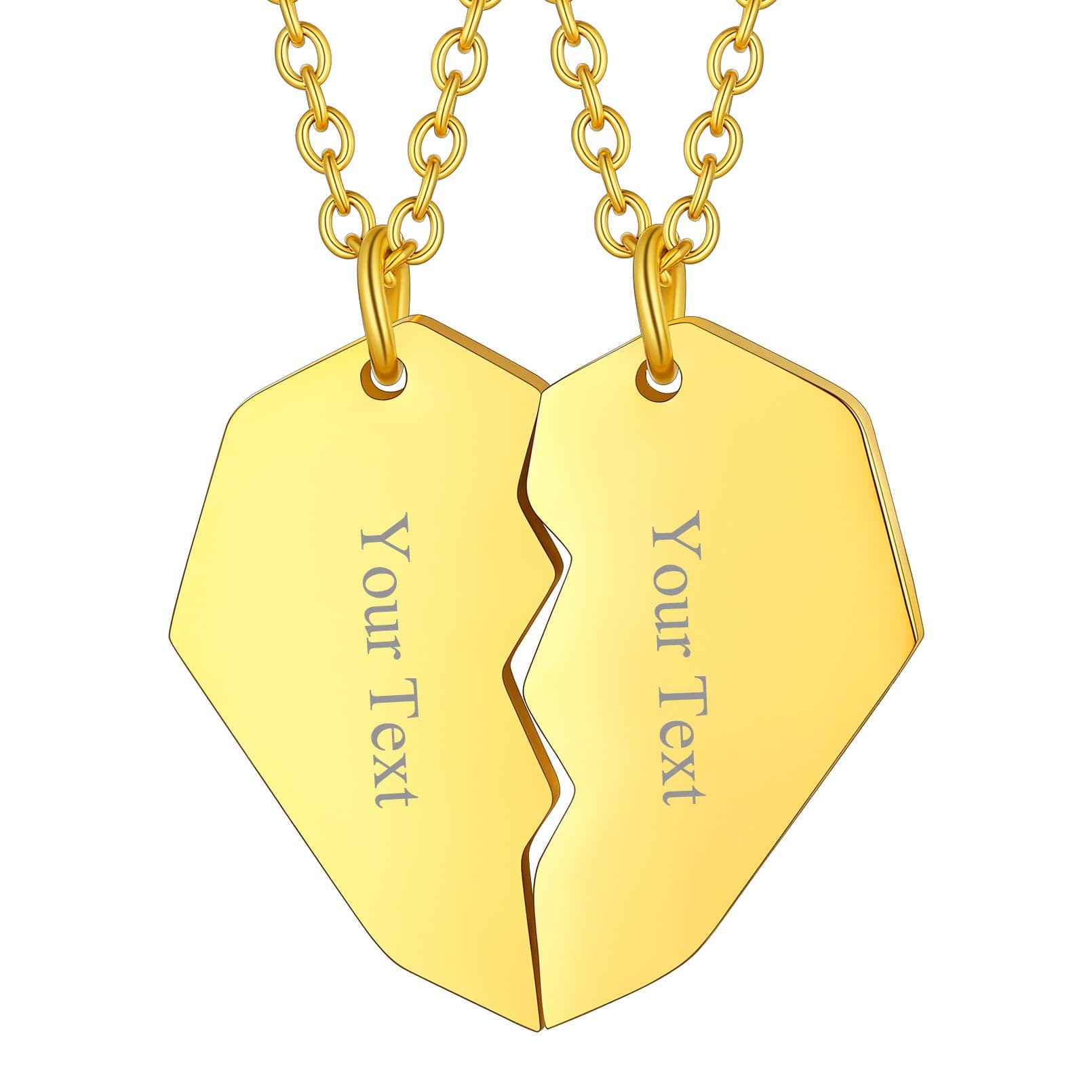 Custom4U Heart  Puzzle Name Necklace Gold
