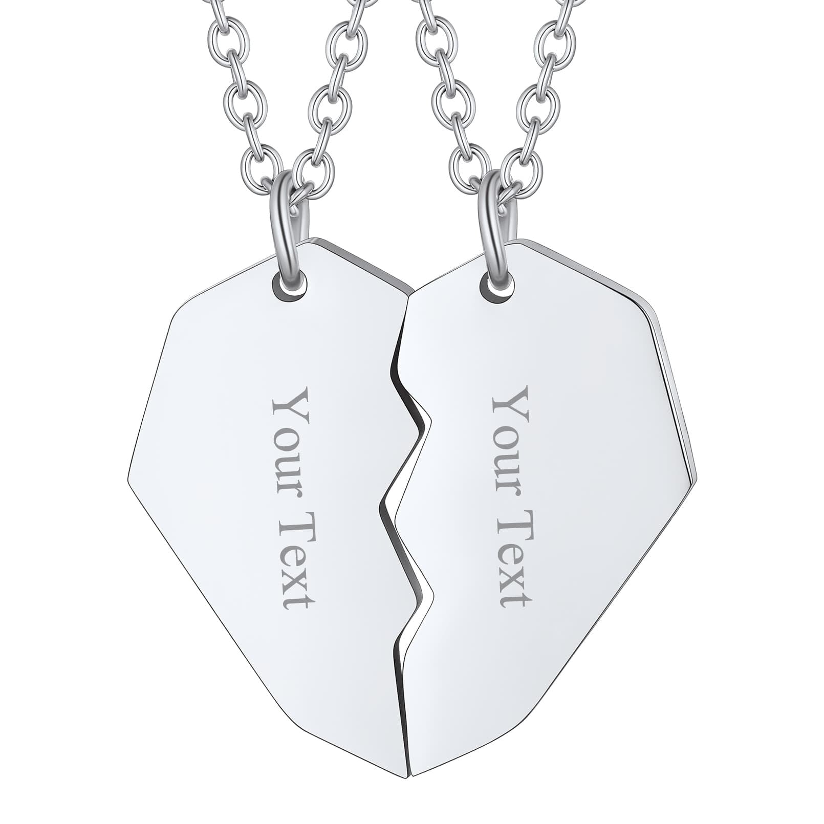 Custom4U Heart  Puzzle Name Necklace Steel