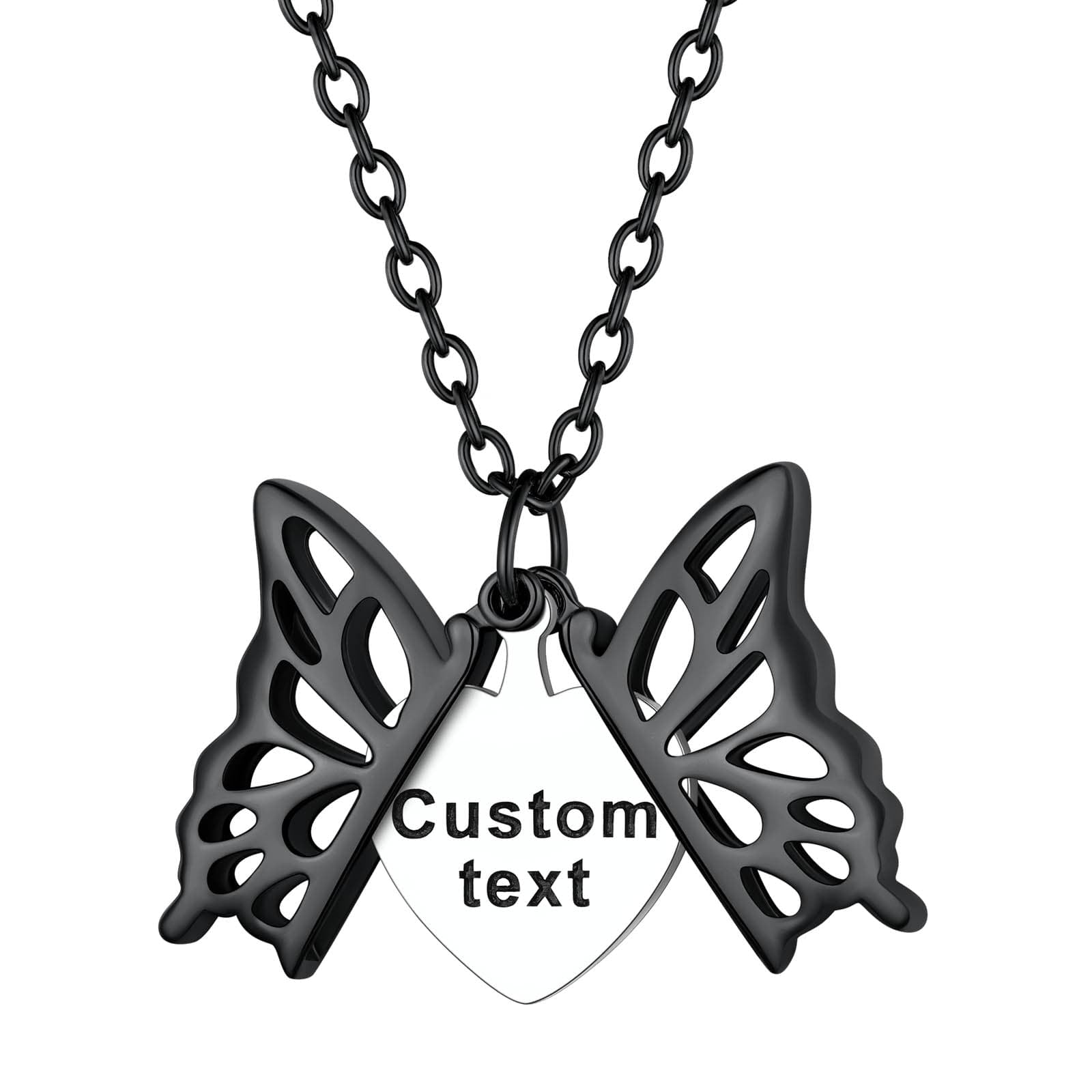 Custom4U Hollow Butterfly Necklace Black Plated