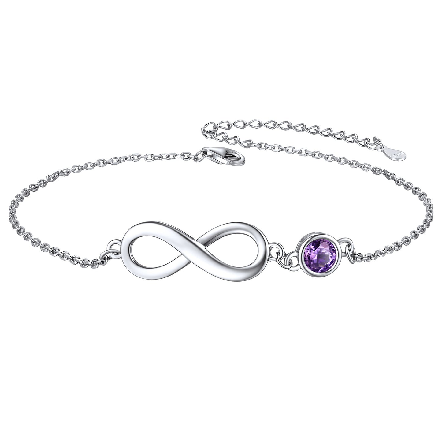 Custom4U Infinity Anklet With Birthstone Feb.