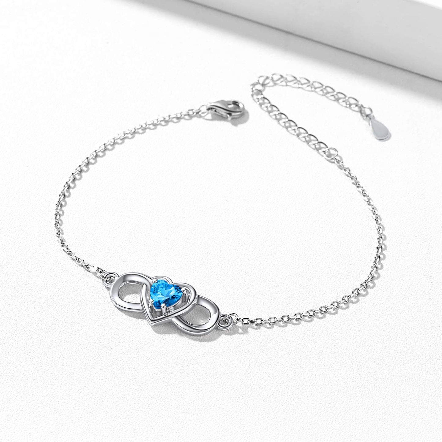 Custom4U Infinity Heart Birthstone Bracelet