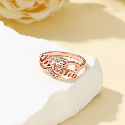 Custom4U Infinity Hear Names Ring for Women