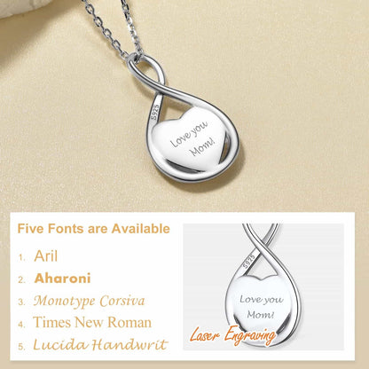 Custom4U Infinity Heart Necklace 5 Font Available