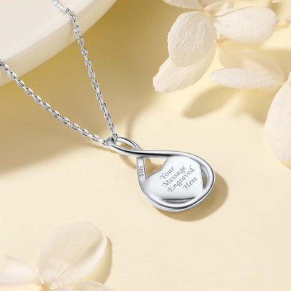 Custom4U Infinity Heart Necklace with Message Engraved