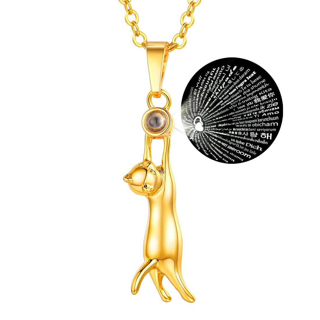 Custom4U Kitty Cat Projective Necklace Gold Plated